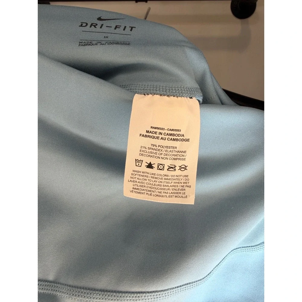 Nike Dri-FIT Womens 1X Light Blue High Rise Athletic Performance Leggings 0389